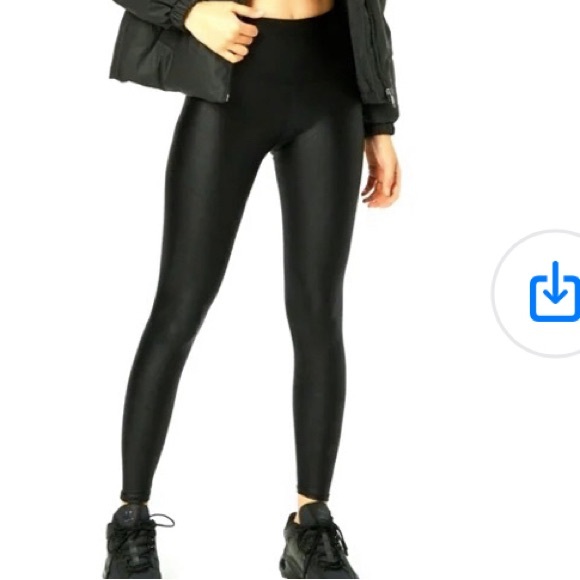 Onzie High Rise Leggings Liquid Black Shiny Compression Tights Women - Picture 1 of 1